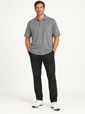 Dunhill Men's Grey Micro-Check Polo